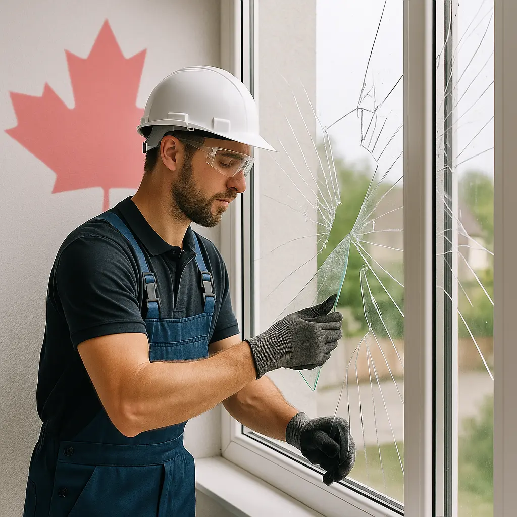 A technician performing Window Glass Replacement